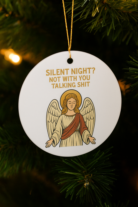 Rude Christmas Ornament | Funny Round Ceramic Bauble | Naughty Xmas Decoration