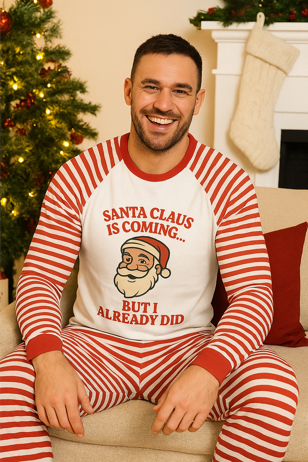 ‘Santa Is Coming' Christmas Pyjamas – Men’s & Women’s Naughty Festive Set
